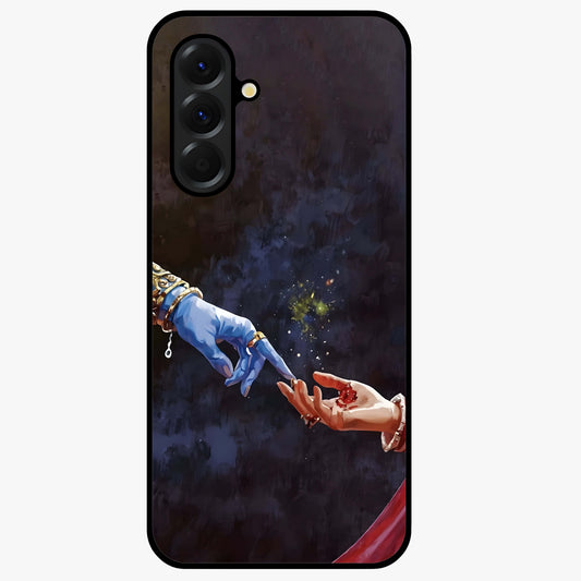 Divine Touch Eternal Glass Case showing flat back view with spiritual themed artwork and glossy glass finish.