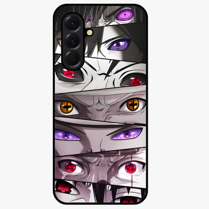 Eyes of Destiny Glass Case showing flat back view with striking eye themed artwork and glossy glass finish.