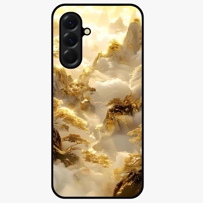 Gates Of Illumination Glass Case showing flat back view with mystical illuminated gate artwork and glossy glass finish.