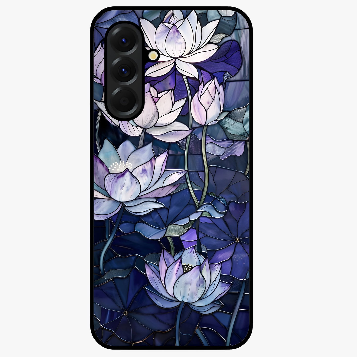 Gloss Petal Rush Glass Case showing flat back view with glossy flower petal artwork and smooth glass finish.