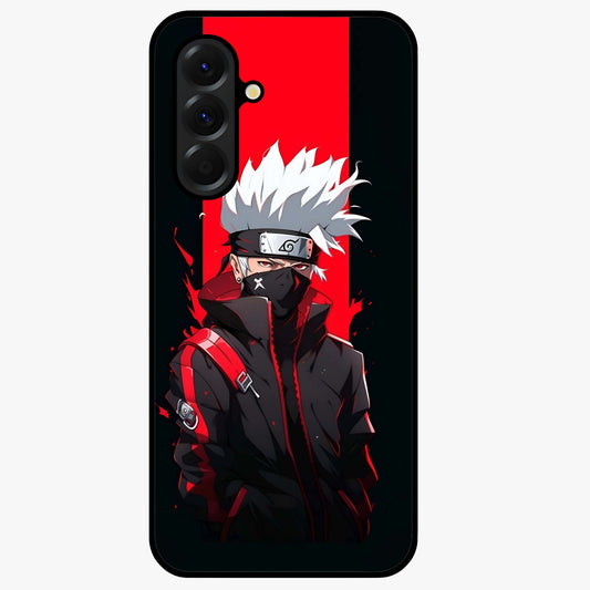 Kakashi Scarlet Shadow Glass Case showing flat back view with powerful anime ninja artwork and glossy glass finish.