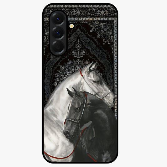 Majestic Ride Legacy Glass Case showing flat back view with powerful automotive inspired artwork and glossy glass finish.