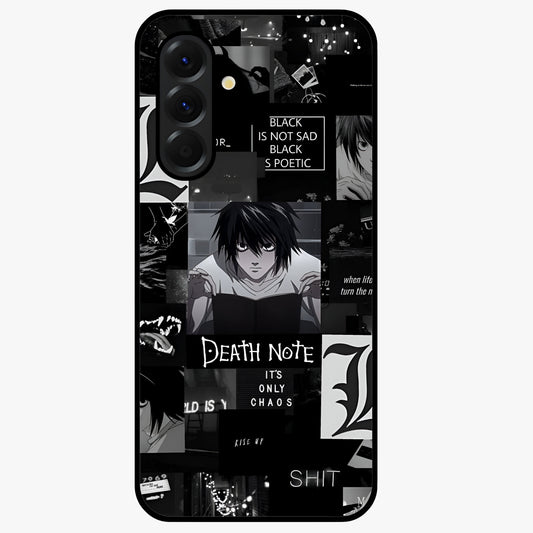 Midnight Chaos Mind Glass Case showing flat back view with abstract dark themed artwork and glossy glass finish.