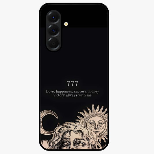 Mystic Victory Aura Glass Case showing flat back view with victory symbol artwork and glossy glass finish.