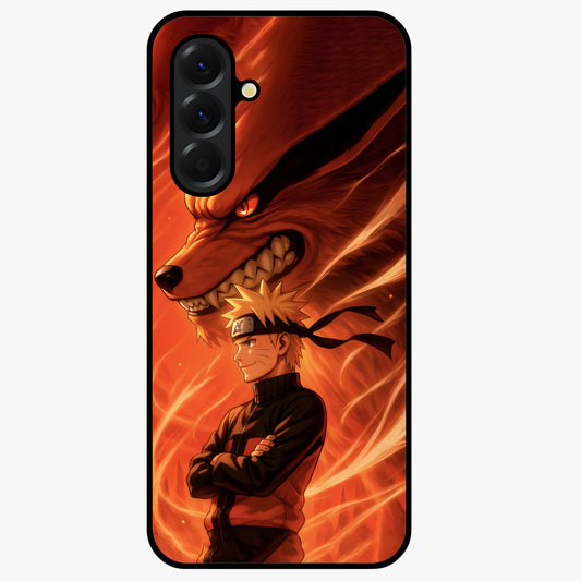 Nine Tails Legacy Glass Case showing flat back view with powerful nine-tailed fox inspired artwork and glossy glass finish.