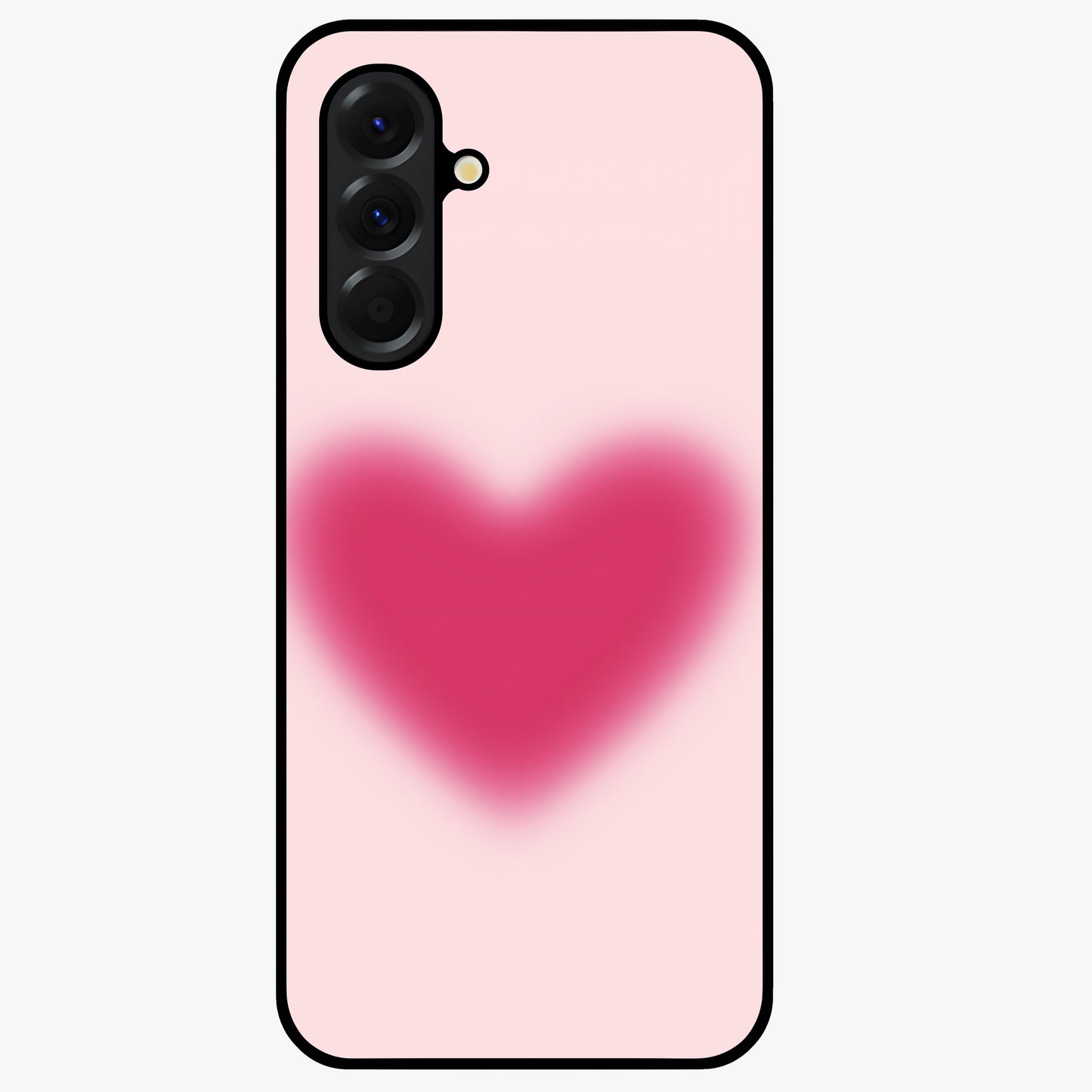 Pink Aura Heart Glass Case showing flat back view with glowing heart artwork and glossy glass finish.