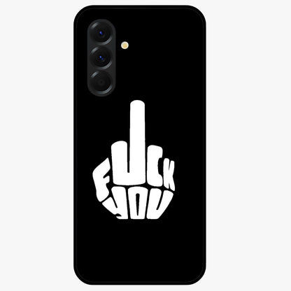 Rebel Mode On Glass Case showing flat back view with bold rebellious typography artwork and glossy glass finish.