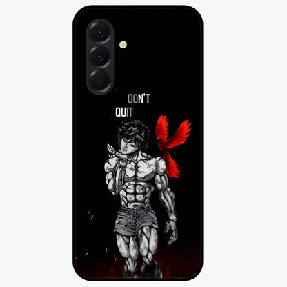 Rise Beyond Limits Glass Case showing flat back view with motivational typography artwork and glossy glass finish.