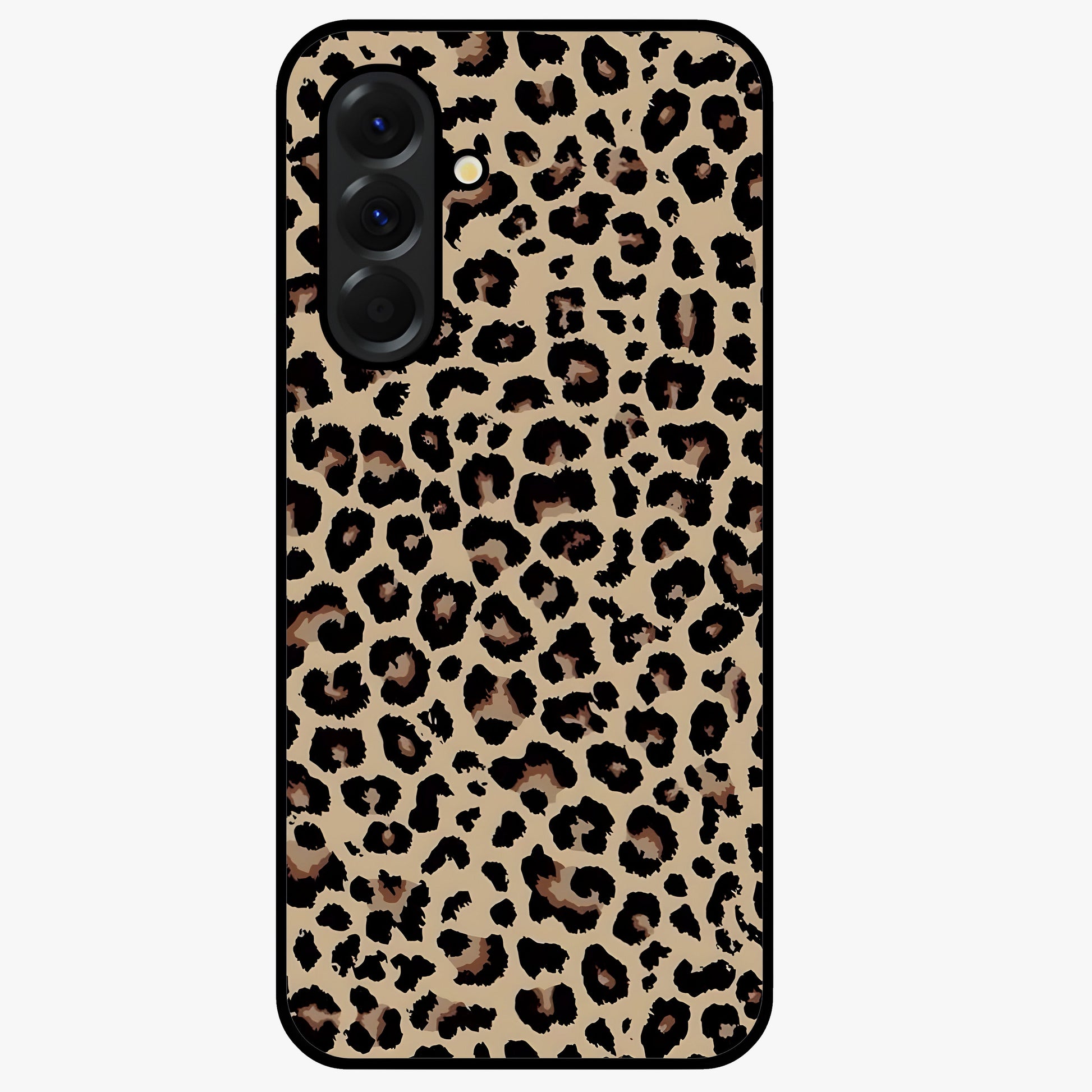 Savage Chic Pattern Glass Case showing flat back view with stylish patterned artwork and glossy glass finish.