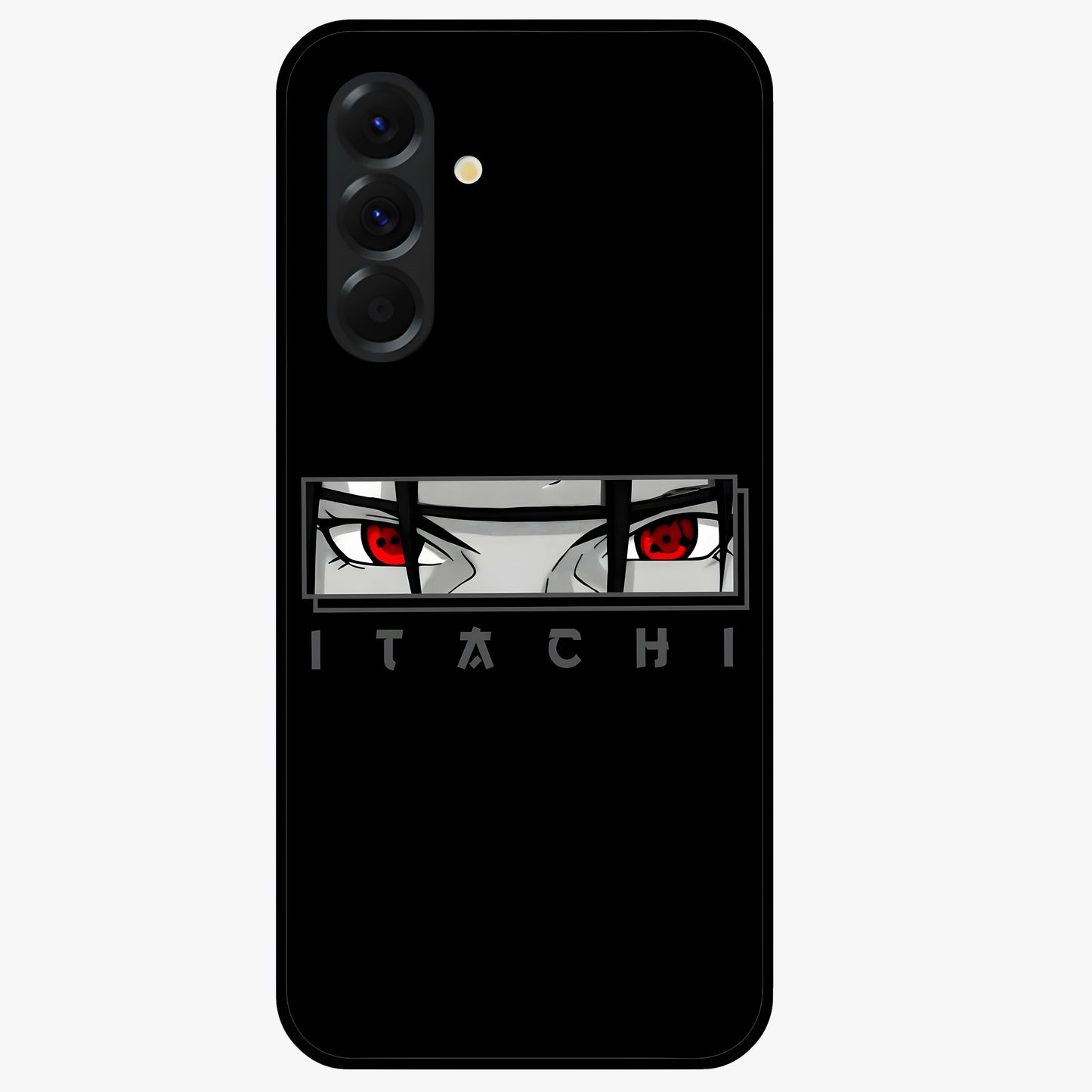 Scarlet Gaze Dominance Glass Case showing flat back view with striking red themed artwork and glossy glass finish.