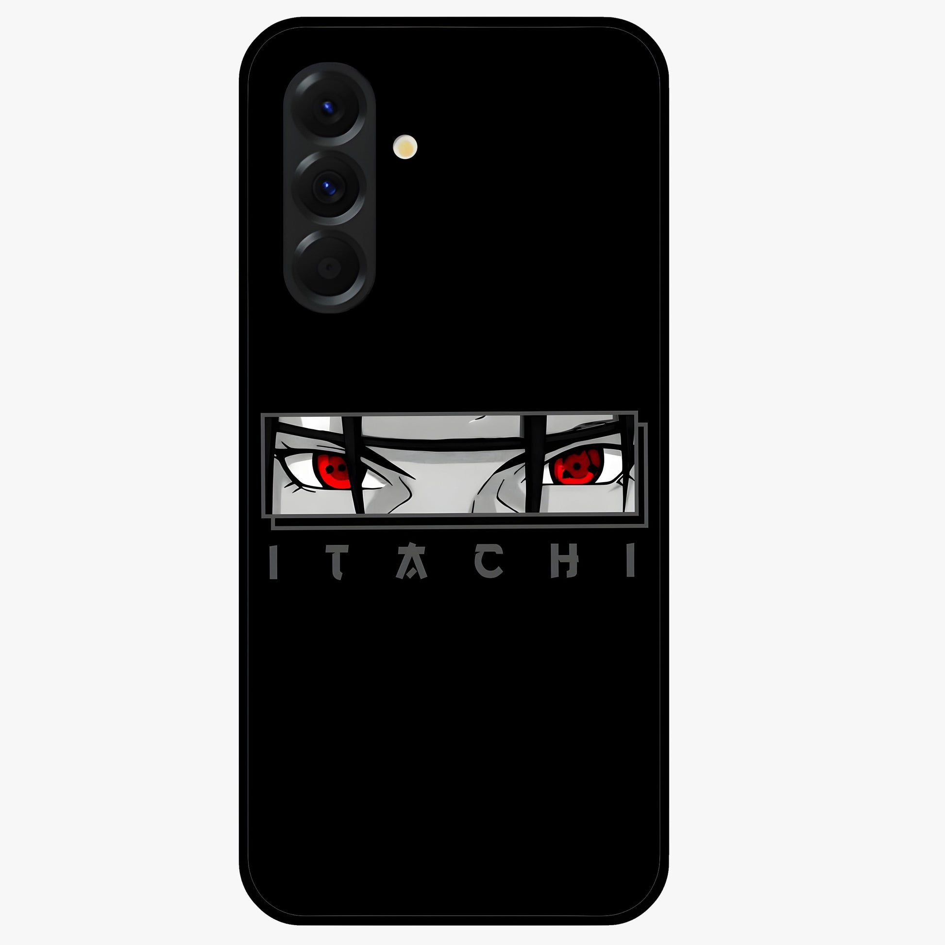 Scarlet Gaze Dominance Glass Case showing flat back view with striking red themed artwork and glossy glass finish.