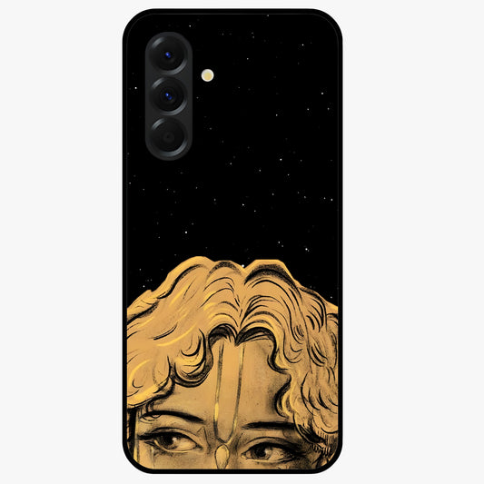 Shri Krishna Art Glass Case showing flat back view with devotional Krishna artwork and glossy glass finish.