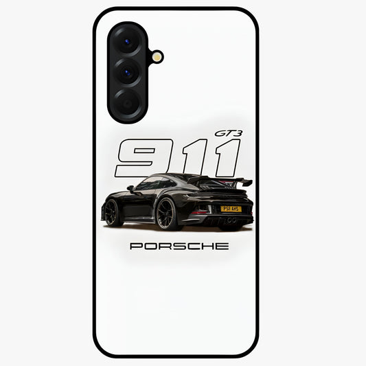 Turbo Legacy Icon Glass Case showing flat back view with iconic sports car inspired artwork and glossy glass finish.