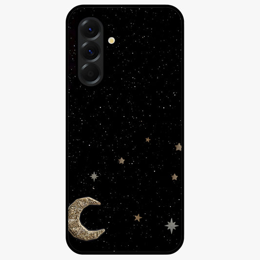 Twinkle Star With Half Moon Glass Case showing flat back view with star and half moon artwork and glossy glass finish.