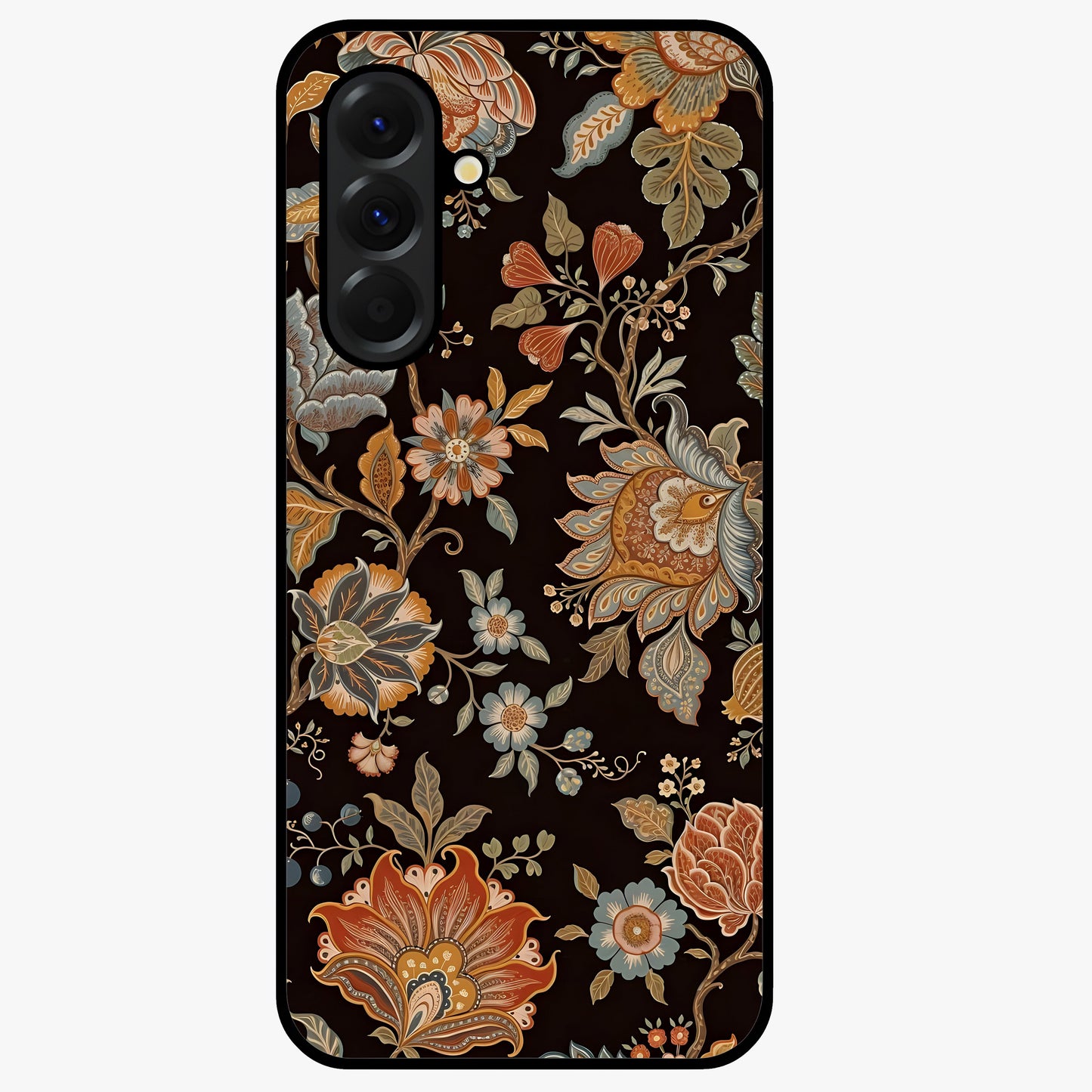 Vintage Floral Dream Glass Case showing flat back view with classic floral artwork and glossy glass finish.