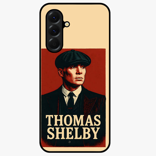 Vintage Mafia Authority Glass Case showing flat back view with bold vintage mafia inspired artwork and glossy glass finish.