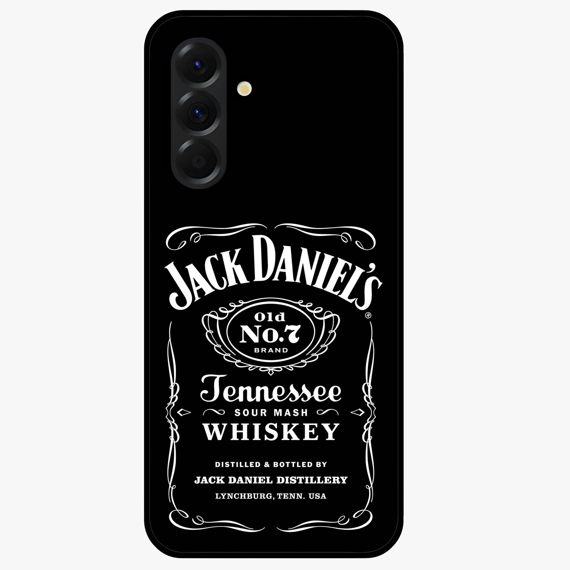 Vintage Whiskey Heritage Glass Case showing flat back view with classic whiskey inspired artwork and glossy glass finish.