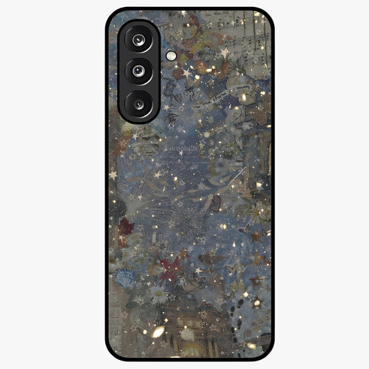 Aesthetic Astrolophia Glass Case showing flat back view with dreamy aesthetic design and glossy glass finish.