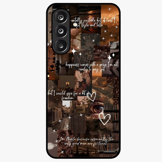 Bittersweet Aesthetic Chaos Glass Case showing flat back view with artistic chaotic aesthetic design and glossy glass finish.