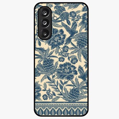 Heirloom Wild Bloom Glass Case showing flat back view with vintage inspired wild flower artwork and glossy glass finish.