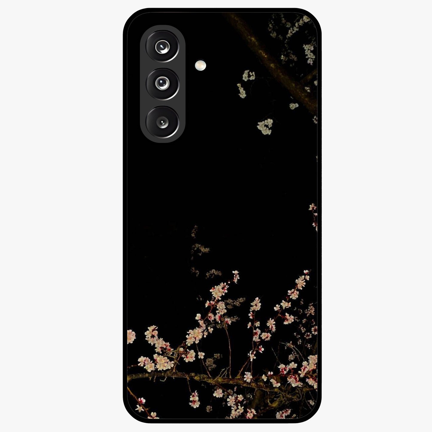 Petal Moon Light With Custom Name Glass Case showing flat back view with floral moonlight artwork and personalized name design.