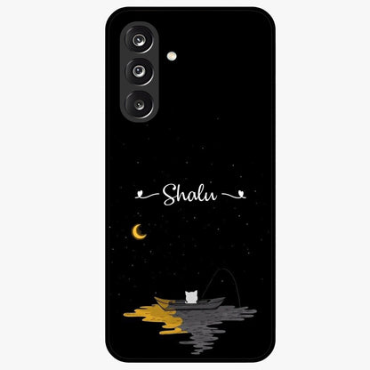 Silent Night Row Glass Case showing flat back view with calm night themed artwork and glossy glass finish.