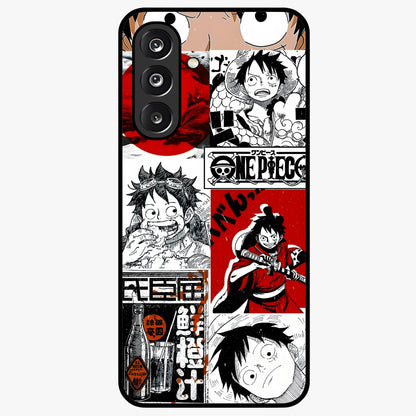 Strawhat Chaos Panels Glass Case showing flat back view with anime inspired chaos panel artwork and glossy glass finish.