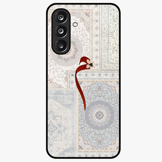 White Aesthetic Bow Glass Case showing flat back view with minimal bow artwork and glossy glass finish.