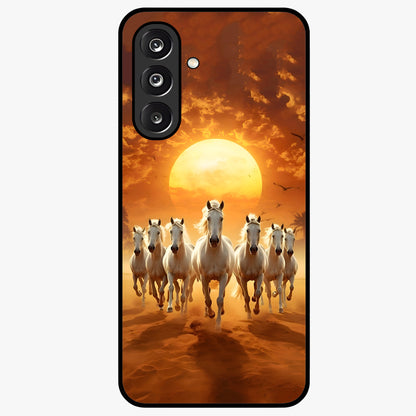 Wild Sunset Majesty Glass Case showing flat back view with majestic sunset landscape artwork and glossy glass finish.