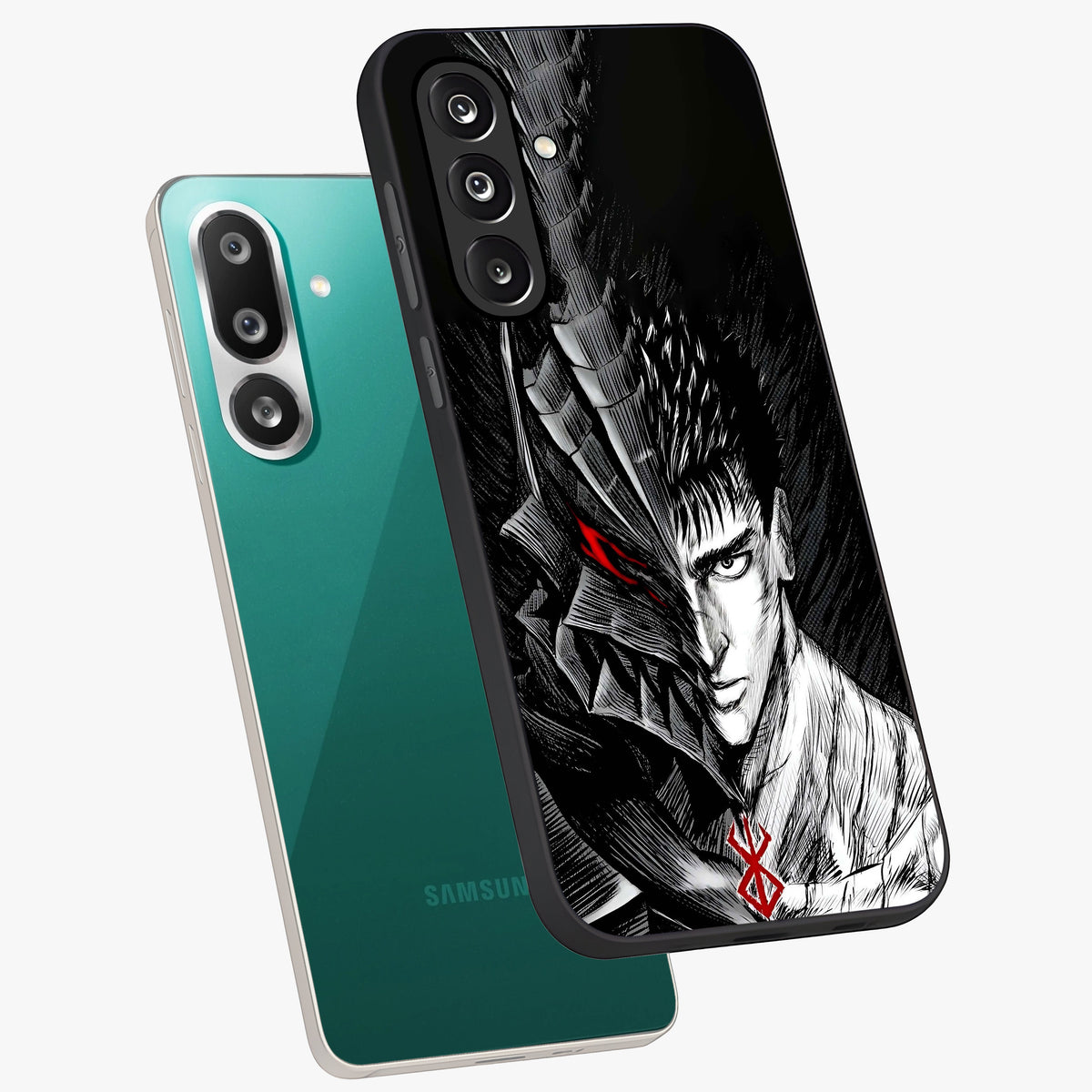 Berserker Blood Oath Glass Case displayed in angled mockup highlighting dark fantasy graphic design and powerful theme.