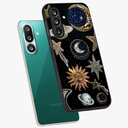 Celestial Gem Constellations Glass Case displayed in angled mockup highlighting gemstone inspired constellation design.
