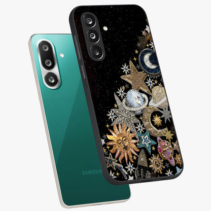Cosmic Sparkle Dreams Glass Case displayed in angled mockup highlighting dreamy star sparkle design with celestial aesthetic.