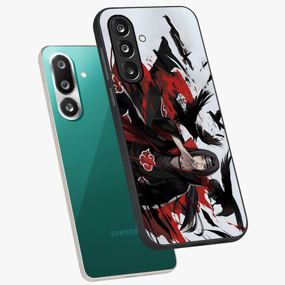 Crimson Crow Illusion Glass Case displayed in angled mockup highlighting mysterious crow graphic with dark aesthetic style.