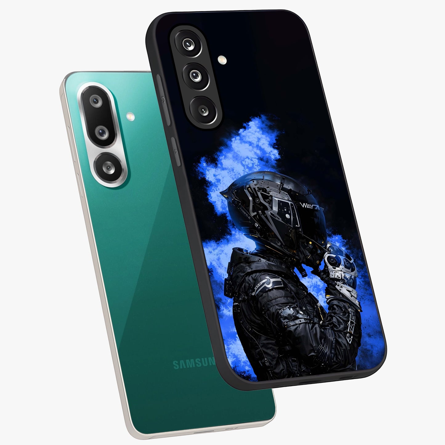 Cyber Sentinel Protocol Glass Case displayed in angled mockup highlighting digital cyber design with sci-fi aesthetic style.