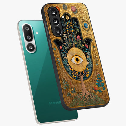 Ethereal Evil Eye Glass Case displayed in angled mockup highlighting protective evil eye symbol with spiritual aesthetic design.