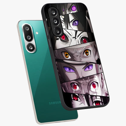 Eyes of Destiny Glass Case displayed in angled mockup highlighting bold eye illustration with mystical aesthetic style.