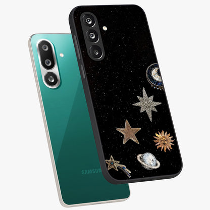 Galactic Charm Glow Glass Case displayed in angled mockup highlighting luminous galaxy inspired design with dreamy aesthetic.
