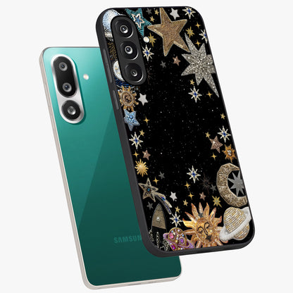 Galactic Jewel Stars Glass Case displayed in angled mockup highlighting shining celestial star design with cosmic aesthetic style.