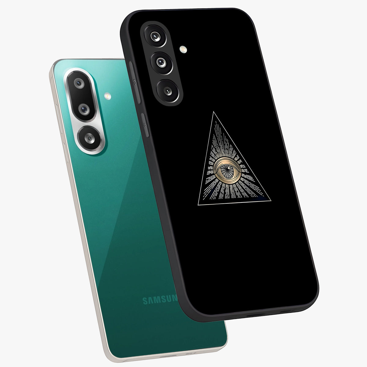 Illuminati Evil Glass Case displayed in angled mockup highlighting dark occult inspired design with bold aesthetic style.