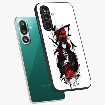 Itachi Limited Edition Naruto Anime Glass Case displayed in angled mockup highlighting dramatic anime illustration with bold action aesthetic.