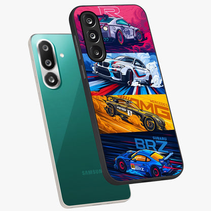 JDM Sports Car Glass Case displayed in angled mockup highlighting sleek Japanese racing car design with automotive aesthetic.