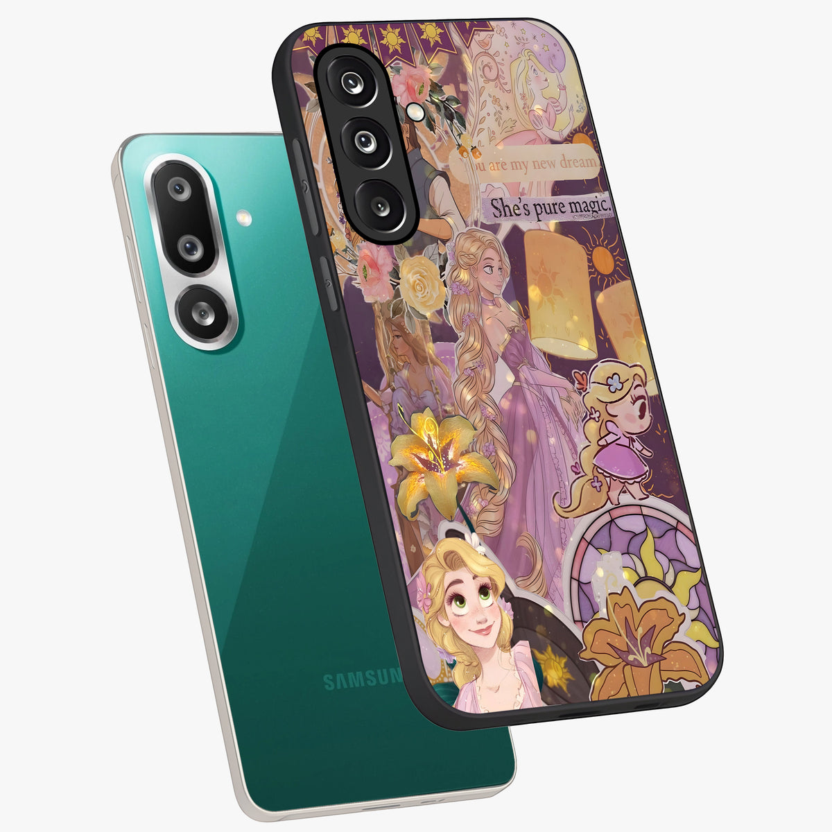 Magical Tangled Dream Glass Case displayed in angled mockup highlighting whimsical fantasy design with magical aesthetic.