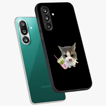 Matcha Cat Style Glass Case displayed in angled mockup highlighting playful feline design with pastel matcha aesthetic.