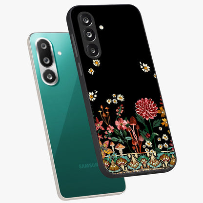 Midnight Bloom Pattern Glass Case displayed in angled mockup highlighting elegant flower design with midnight aesthetic style.