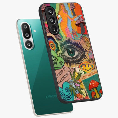 Mystic Eye Wonderland Glass Case displayed in angled mockup highlighting magical eye illustration with dreamy aesthetic.