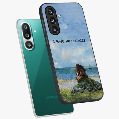 Peace Beyond War Glass Case displayed in angled mockup highlighting meaningful message design with artistic aesthetic style.