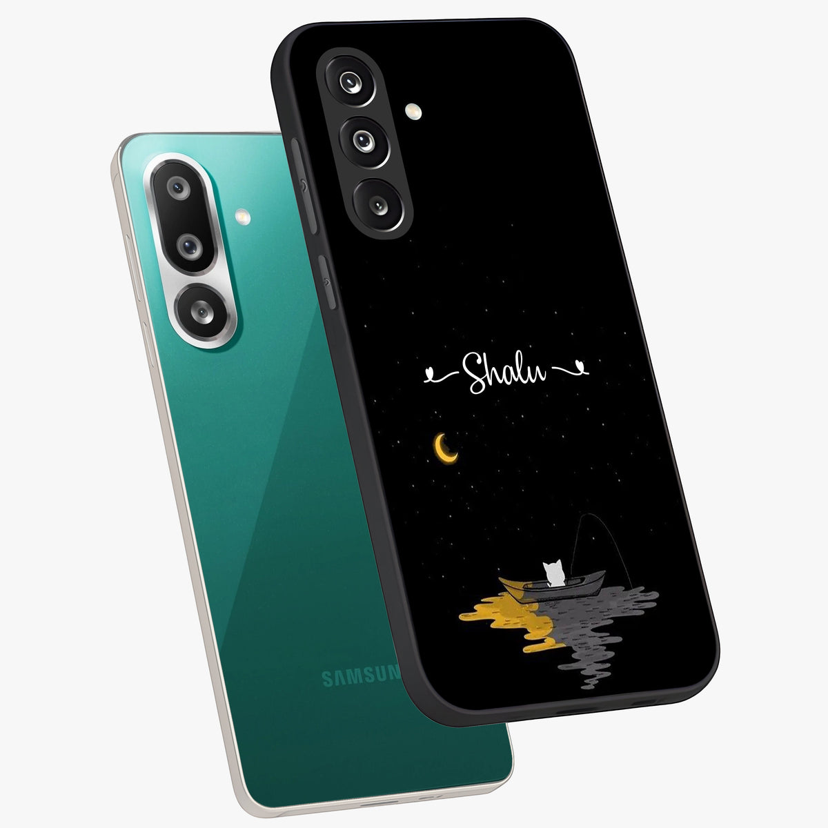 Silent Night Row Glass Case displayed in angled mockup highlighting peaceful evening design with dreamy night aesthetic.
