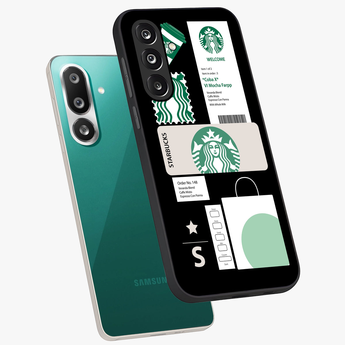 Starbucks Mocha Glass Case displayed in angled mockup highlighting stylish mocha themed design with cozy café aesthetic.