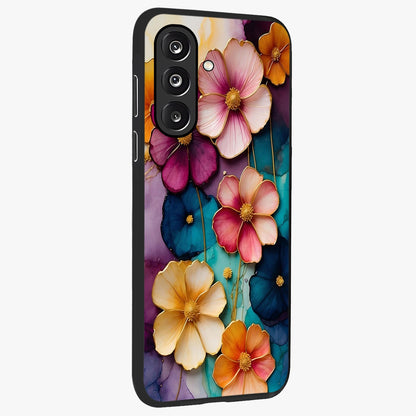 Artlyn Grace Flower Pattern Glass Case upright view showcasing graceful floral artwork with aesthetic botanical style.