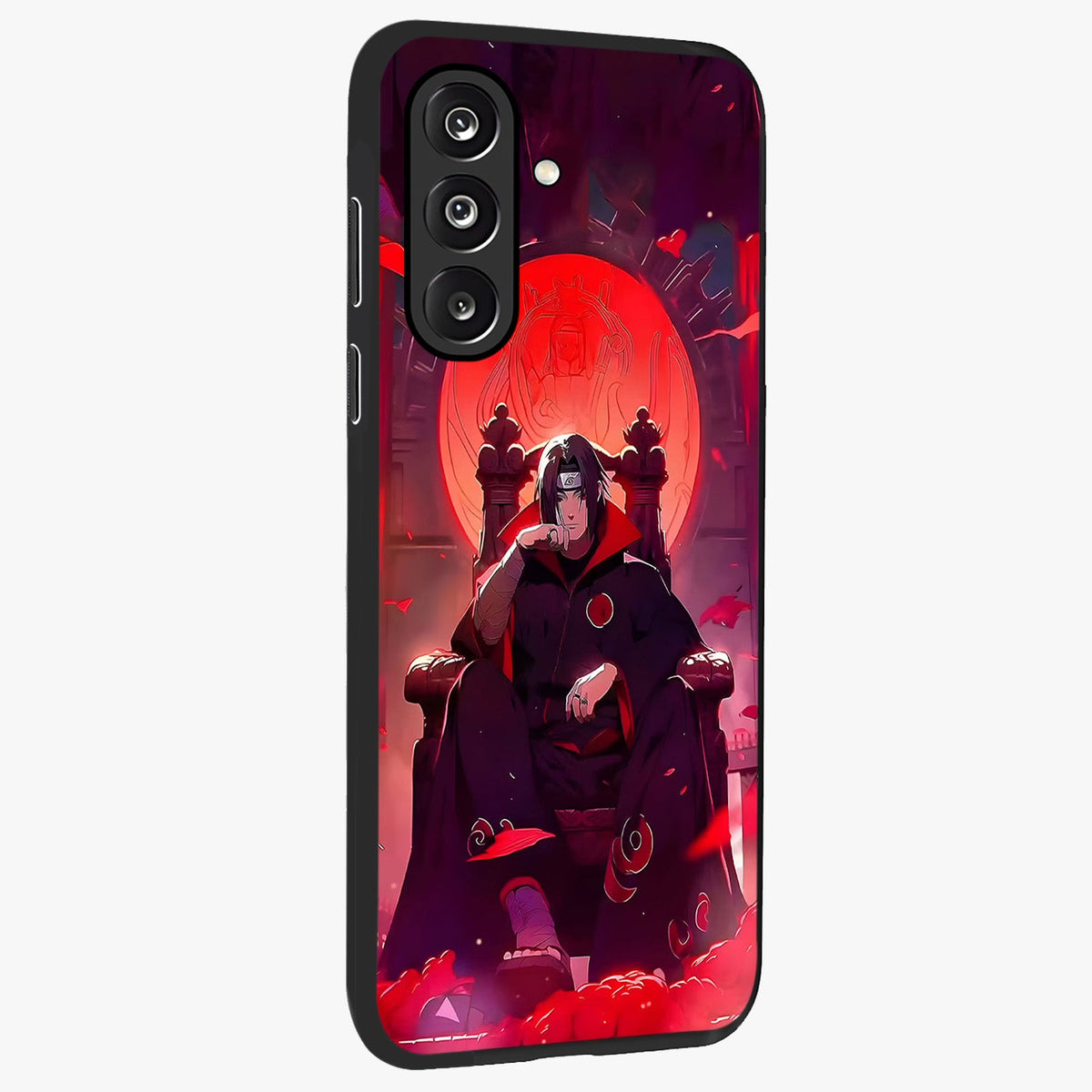 Blood Moon Sovereign Glass Case upright view showcasing powerful moon inspired artwork with cosmic aesthetic style.